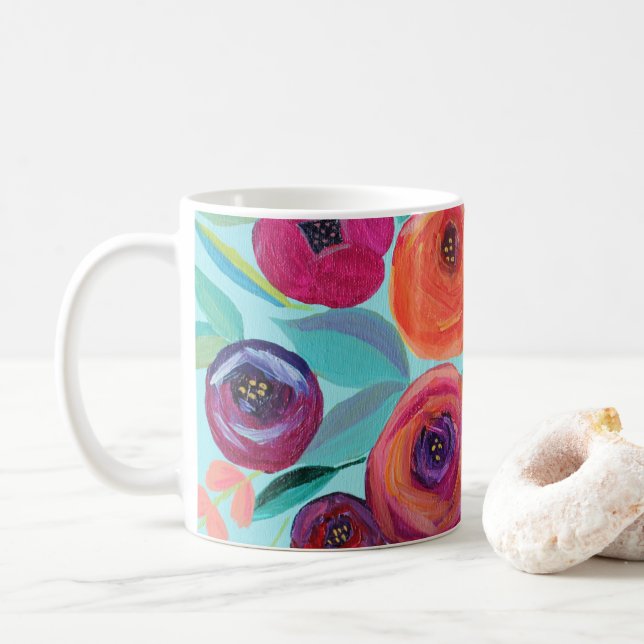 Blütenfarben Kaffeetasse (Mit Donut)