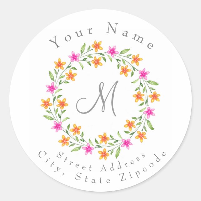 Blütenfarben-Labels mit heißen rosa und orangefarb Runder Aufkleber (Vorderseite)