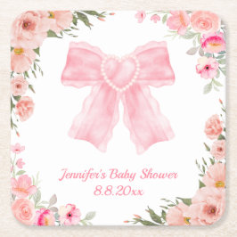 Blütenfarben-Rosa Bugmädchen-Babydusche Rechteckiger Pappuntersetzer