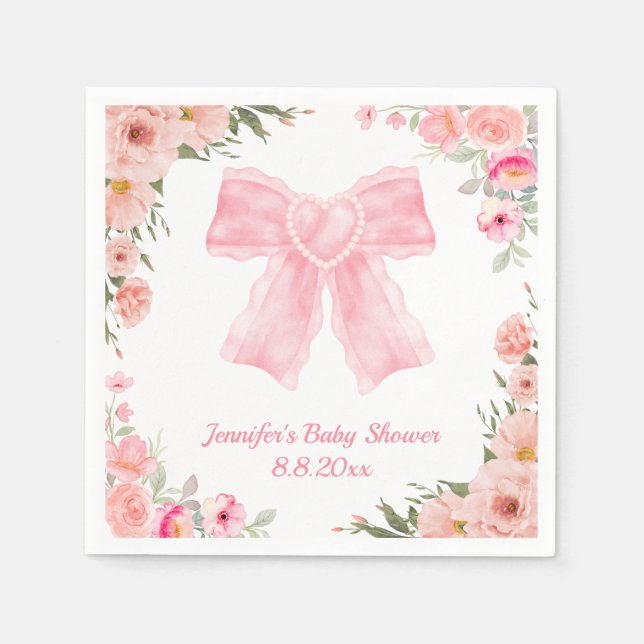 Blütenfarben-Rosa Bugmädchen-Babydusche Serviette (Vorderseite)