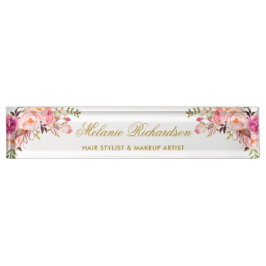 Blütenfarben Rosa Rosa Gold Namensplakette