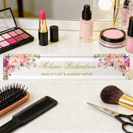 Blütenfarben Rosa Rosa Gold Namensplakette