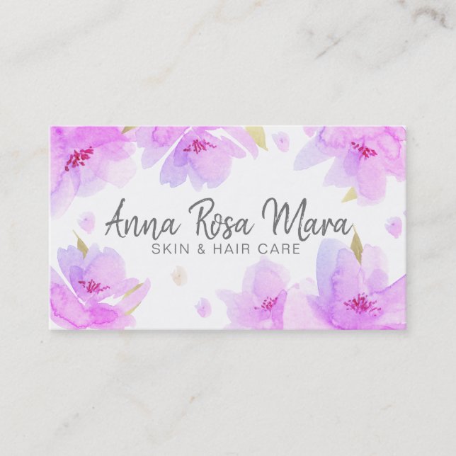 *~* Blütenfarbene Abstrakt Moderne Weichwasserfarb Visitenkarte (Vorderseite)