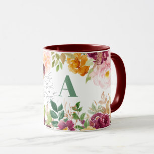 Blütenfarbene, elegante, grüne Monogramm Tasse