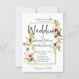 Blütenfarbene Hochzeitsfeier mit Blumen Einladung