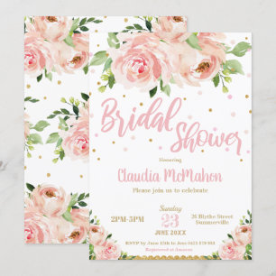 Blütenfarbene Rose Brautparty Rosa und Gold Einladung