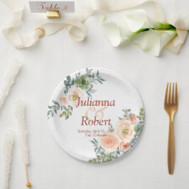 Blütenfarbenes Hochzeitspapier Pappteller