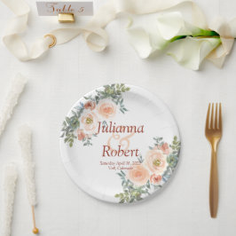 Blütenfarbenes Hochzeitspapier Pappteller