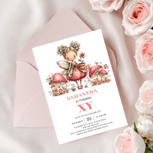 Blütenfee 2. Geburtstags-Einladung mit rosa floral Einladung