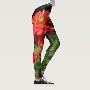 Blütengarten mit rotem Orangenblumen Leggings