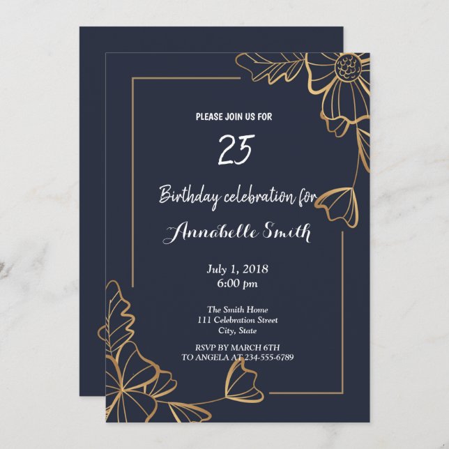 Blütengeburtstag der Marine Einladung (Vorne/Hinten)