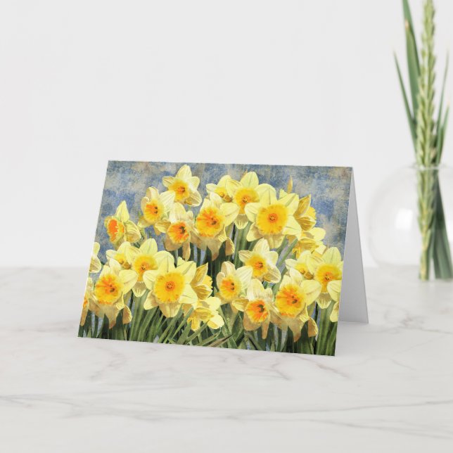 Blütengelbe Daffodieblühnerblumen Karte (Vorderseite)