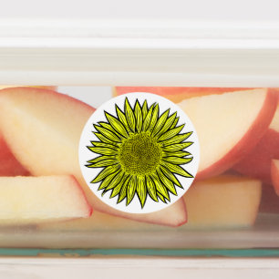 Blütengelbe Sonnenblume Hand gezogen Etiketten