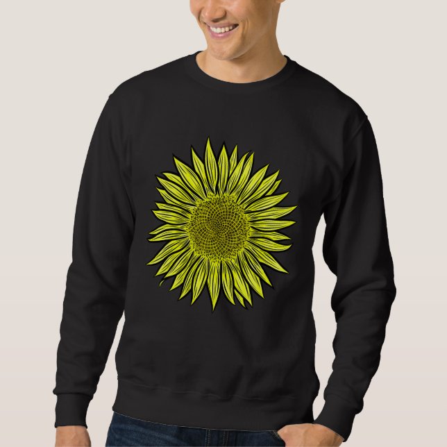 Blütengelbe Sonnenblume Hand gezogen Sweatshirt (Vorderseite)
