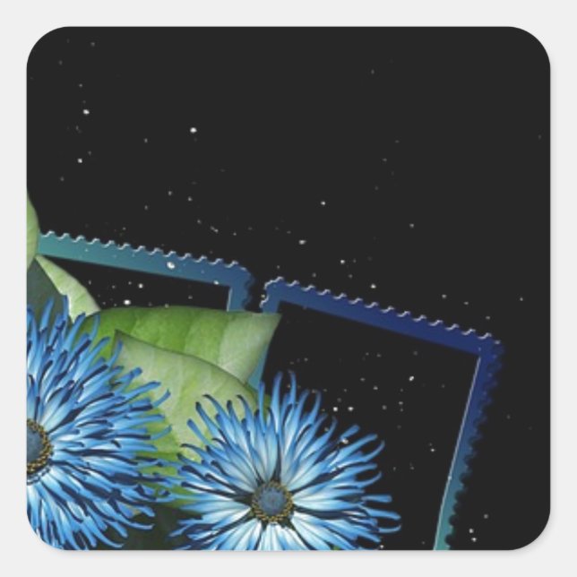 Blütengeschenke in klassisch blau - Namen personal Quadratischer Aufkleber (Vorderseite)