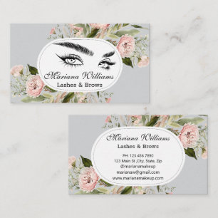 Blütengraue, moderne und elegante Wimpern und Brau Visitenkarte