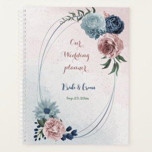 Blütengrün-Hochzeit in rosa staubblauer Marineblau Planer