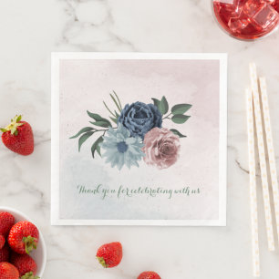 Blütengrün-Hochzeit in rosa staubblauer Marineblau Serviette