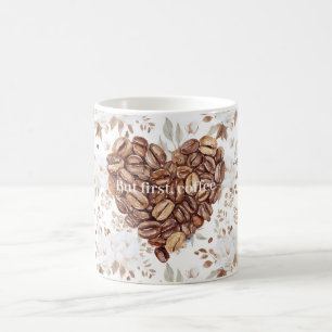 Blütenherz aus Kaffeebohnen Kaffeetasse