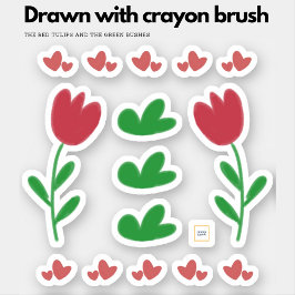 Blütenherzen in roten und grünen Sträuchern Aufkleber