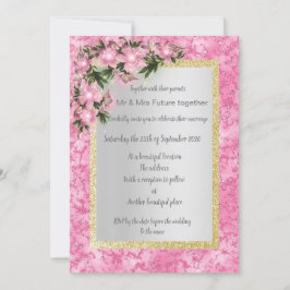 Blütenhochzeit aus rosa Marmor mit rosafarbenem Go Einladung