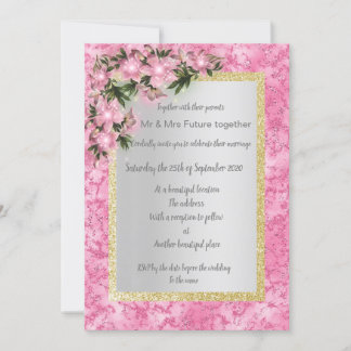 Blütenhochzeit aus rosa Marmor mit rosafarbenem Go Einladung