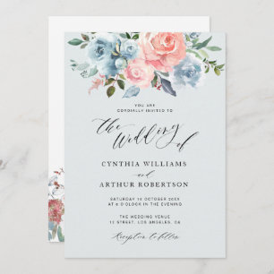 Blütenhochzeit in Blau und Blau Einladung