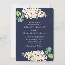 Blütenhochzeit in Navy. Aquarellfarben-Blume Einladung