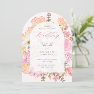 Blütenhochzeit in Rosa Einladung