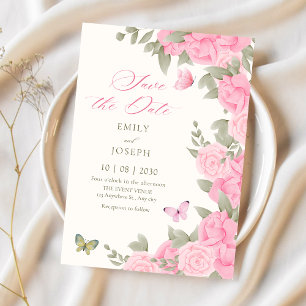 Blütenhochzeit in Rosa Save The Date