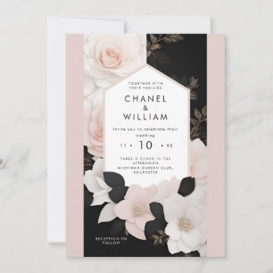 Blütenhochzeit mit Chanel-inspiriert Rosa Einladung