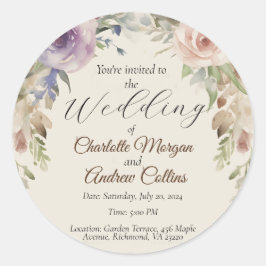 Blütenhochzeit Runder Aufkleber