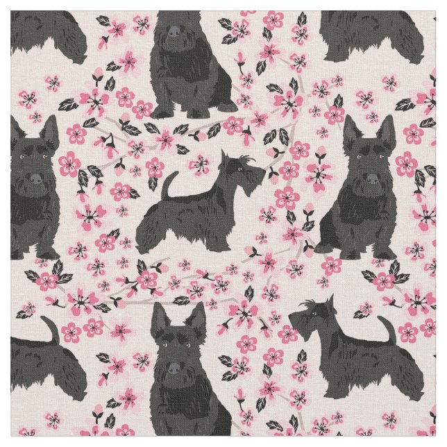 Blütenhunde Rosa Blüten Stoff (Nahaufnahme)