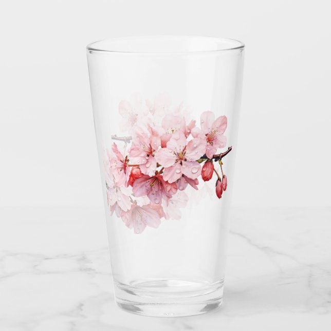 Blütenkirsche Blüten Regentropfen Glas (Vorderseite)