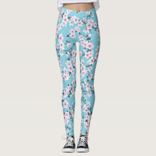 Blütenkirsche Blüten Rosa Blau Leggings