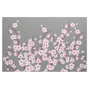Blütenkirsche Blüten Rosa Grau Stoff