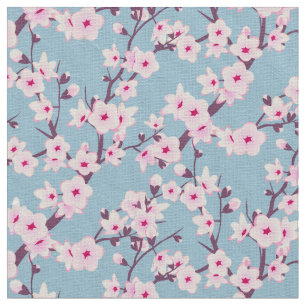 Blütenkirsche Blüten Rosa Himmel Blau Stoff