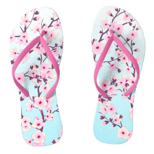 Blütenkirsche Blüten Rosa Türkis Flip Flops