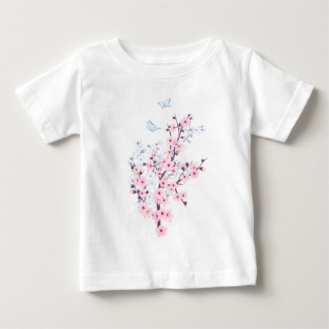 Blütenkirsche Blüten Rosa Weiß Baby T-shirt (Vorderseite)