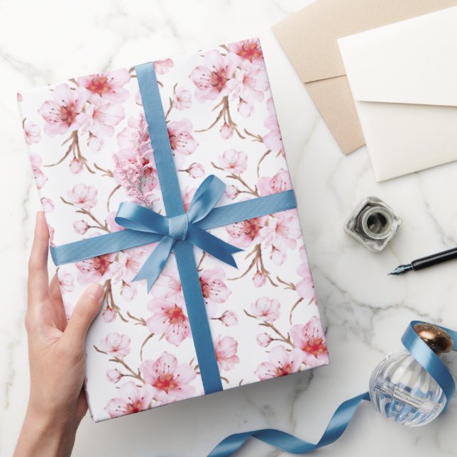 Blütenkirsche Blüten Rosa Weiß Geschenkpapier (Schenken)