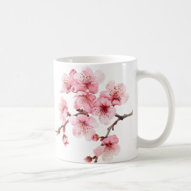 Blütenkirsche Blüten Rosa Weiß Kaffeetasse (Rechts)