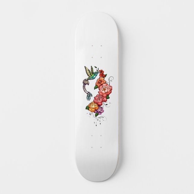 Blütenkolibri Skateboard (Vorderseite)