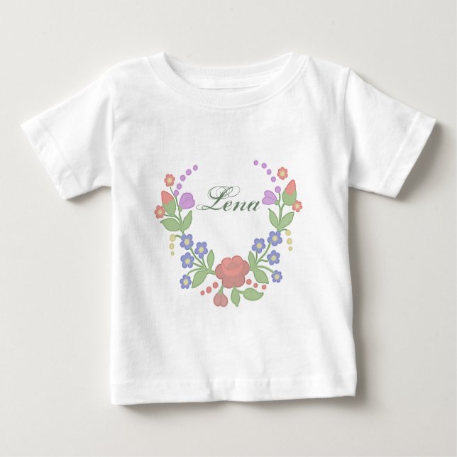Blütenkranz personalisiert baby t-shirt (Vorderseite)
