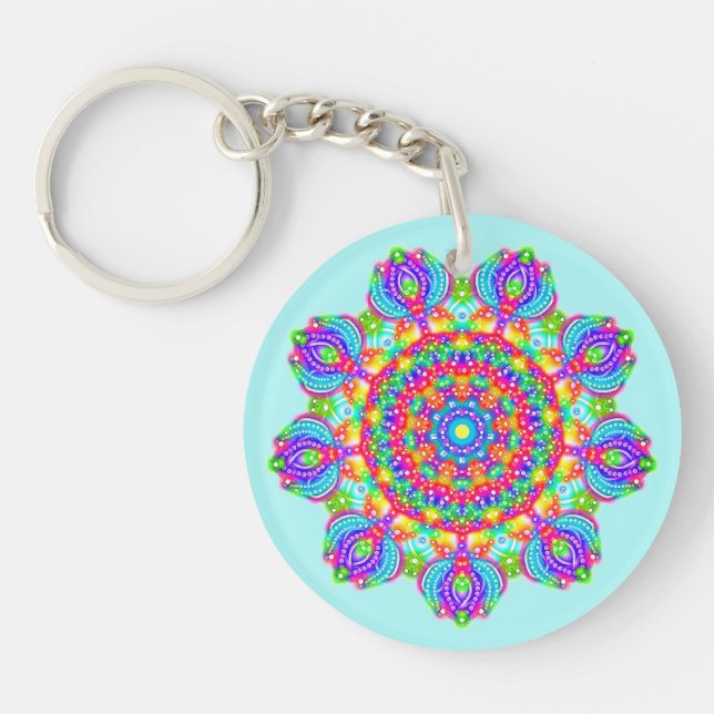 Blütenkreis Boho Mandala Schlüsselanhänger (Vorderseite)