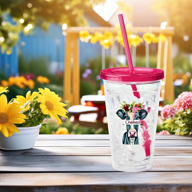Blütenkuh personalisiert acryltrinkbecher (Von Creator hochgeladen)