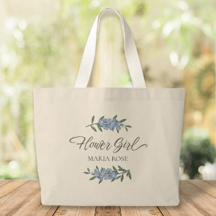 Blütenmädchen Niedlich Blauer Blumenstrauß Botanis Jumbo Stoffbeutel