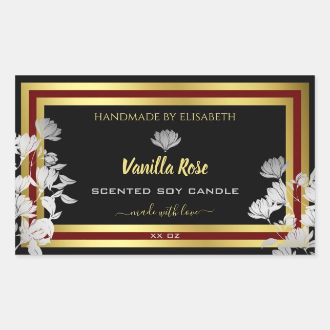 Blütenmarken mit schwarzen und goldenen Augen Rechteckiger Aufkleber (Vorderseite)