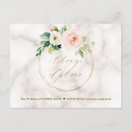 Blütenmarmor Gold Änderung der Pläne Hochzeit Postkarte