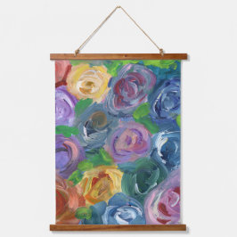 Blütenmauer Wandteppich Mit Holzrahmen