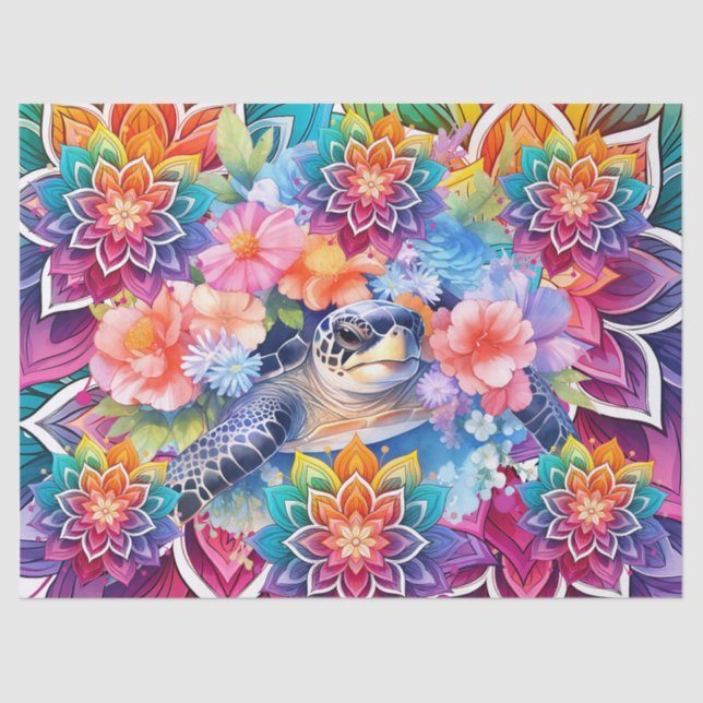 Blütenmeerschildkröten und Mandalase Seidenpapier (Vorderseite)